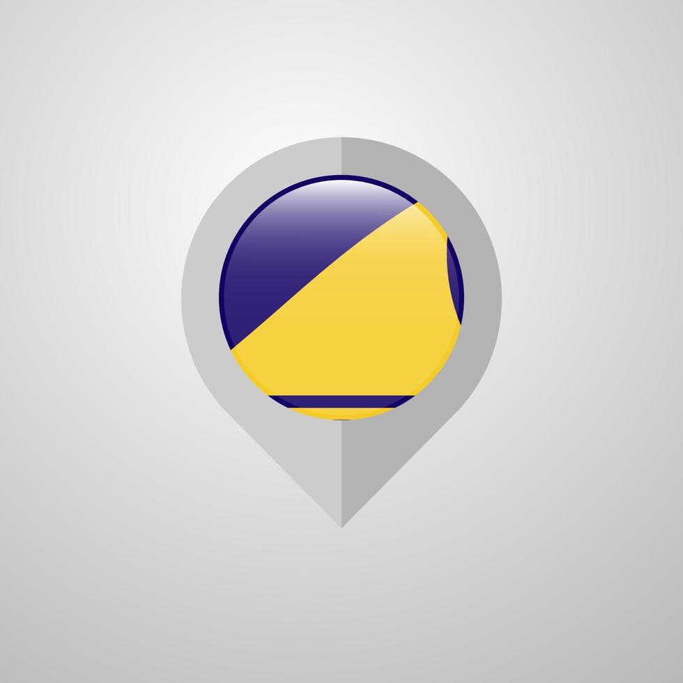 carta geografica navigazione pointer con tokelau bandiera design vettore