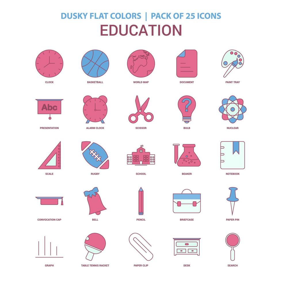 formazione scolastica icona tetro piatto colore Vintage ▾ 25 icona imballare vettore