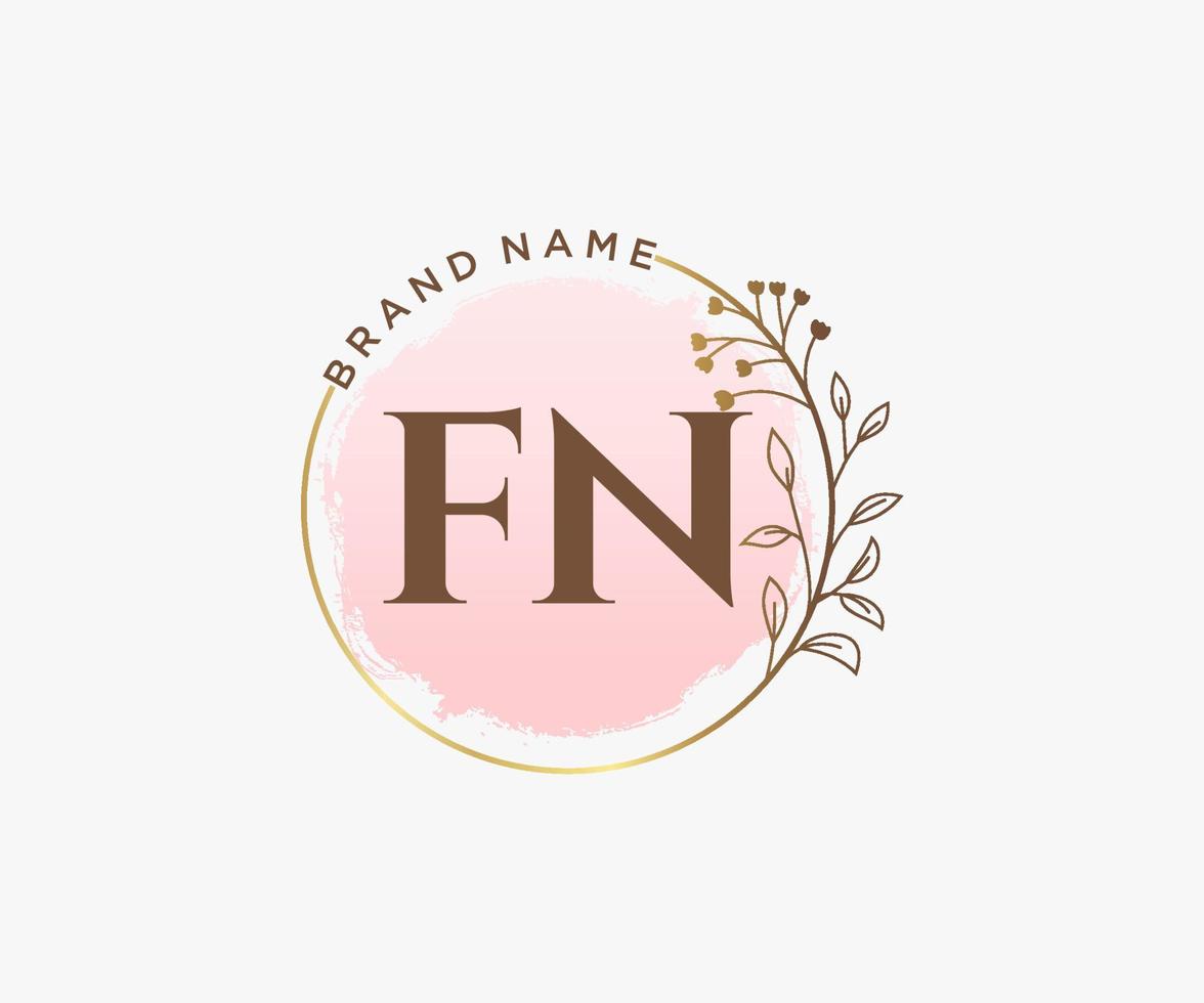 iniziale fn femminile logo. utilizzabile per natura, salone, terme, cosmetico e bellezza loghi. piatto vettore logo design modello elemento.