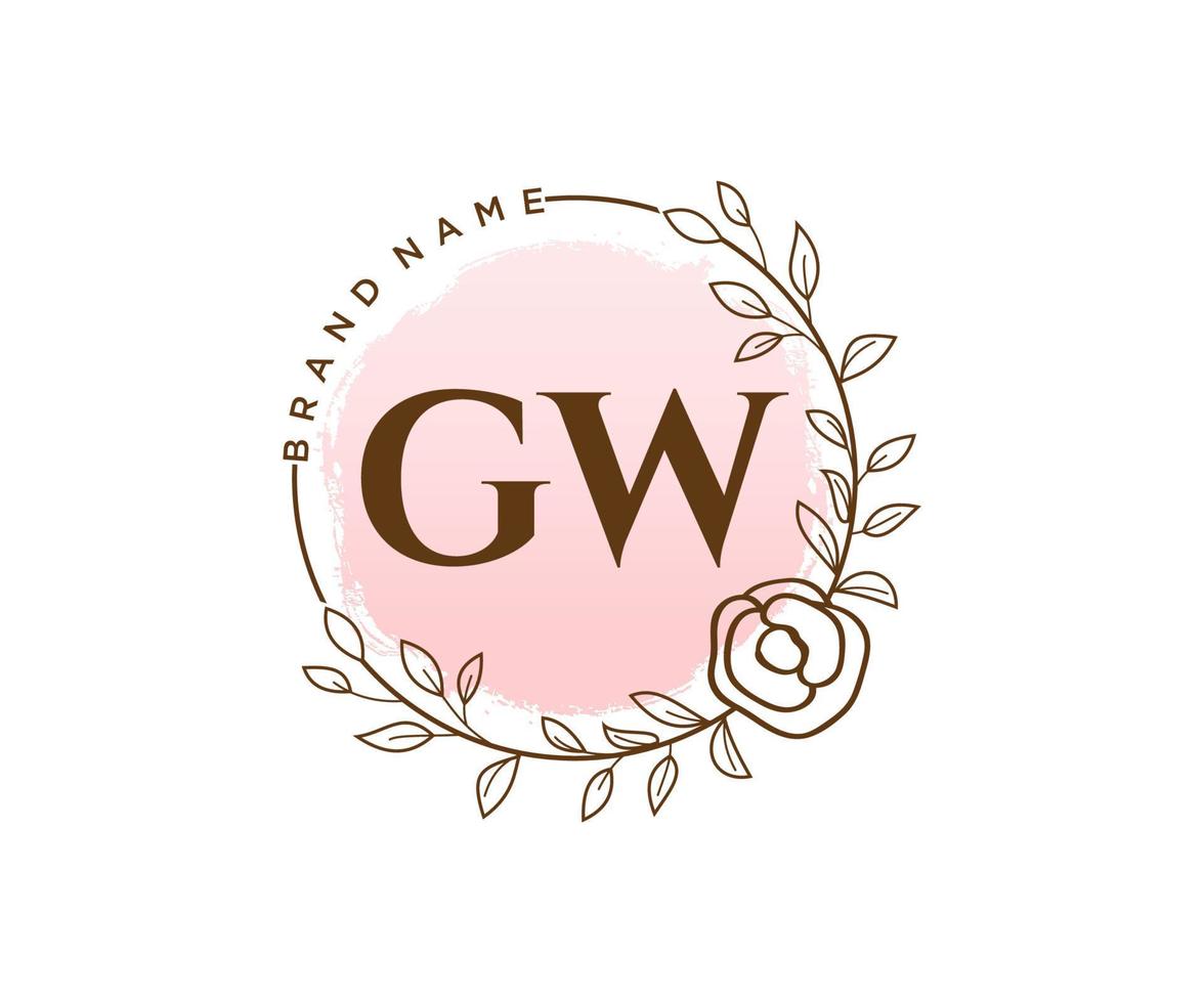 iniziale gw femminile logo. utilizzabile per natura, salone, terme, cosmetico e bellezza loghi. piatto vettore logo design modello elemento.