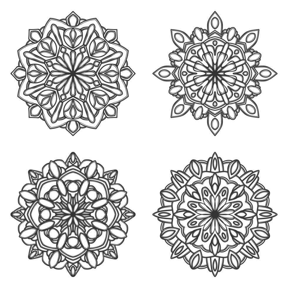 set di mandala in bianco e nero vettore