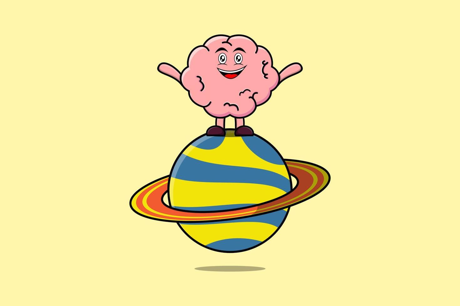 carino cartone animato cervello personaggio in piedi nel pianeta vettore
