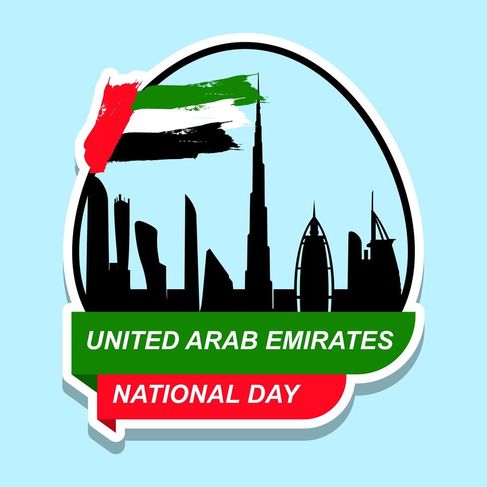 design adesivo per la giornata nazionale degli emirati arabi uniti vettore