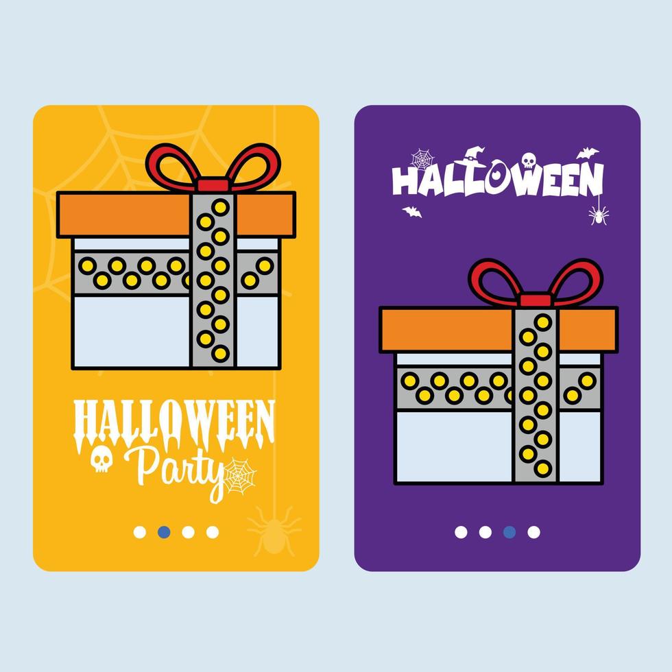 contento Halloween invito design con pacco regalo vettore