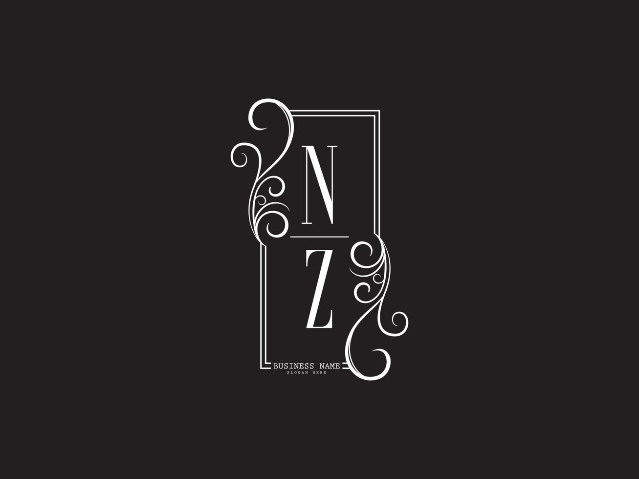 bellissimo nz lusso logo, nuovo nz zn nero bianca lettera logo design vettore