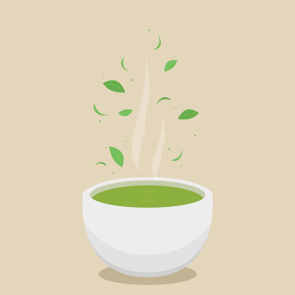 tè verde matcha. tazza tradizionale con tè matcha. illustrazione colorata alla moda. vettore