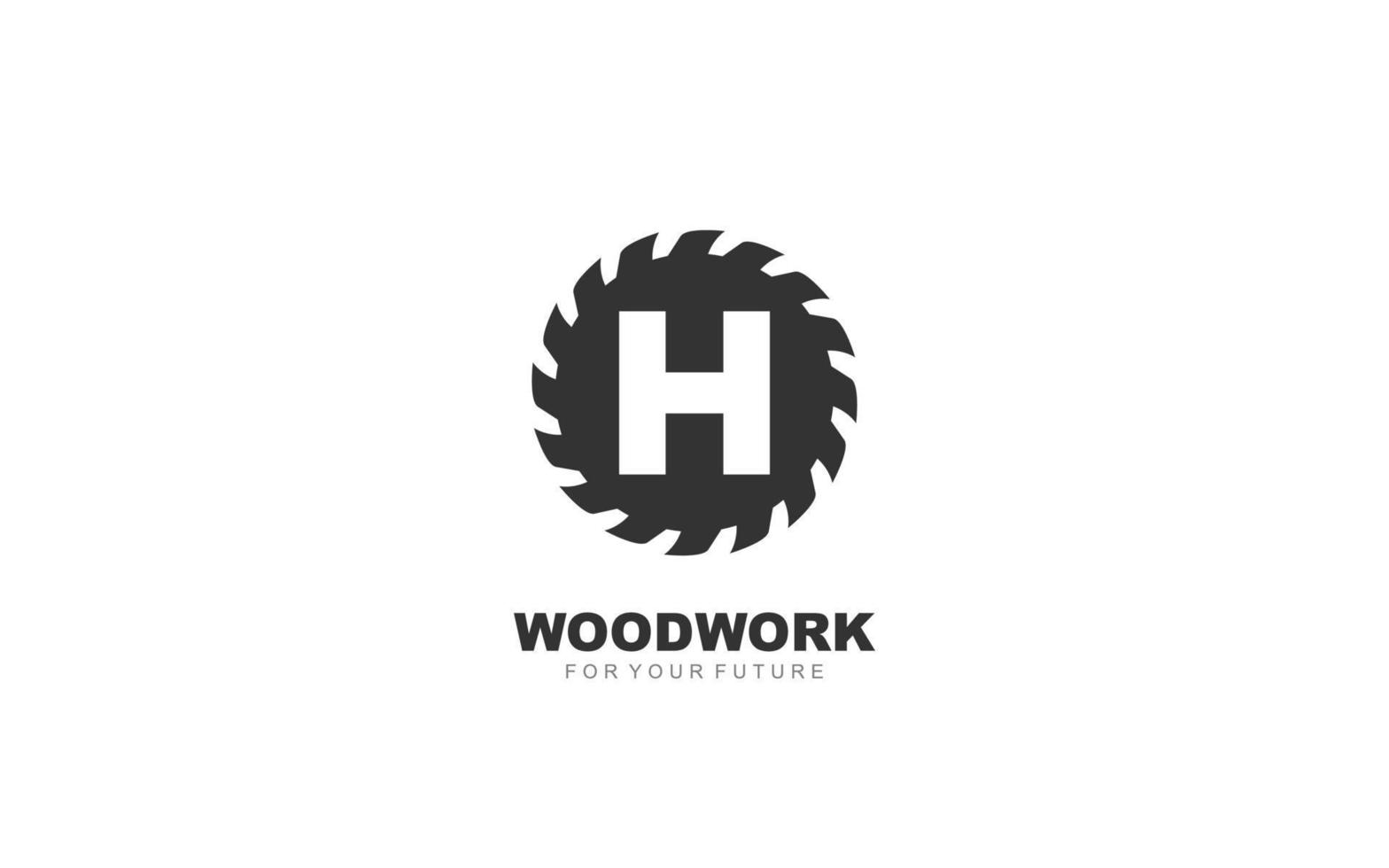 h logo segheria vettore per la lavorazione del legno azienda. iniziale lettera carpenteria modello vettore illustrazione per il tuo marca.