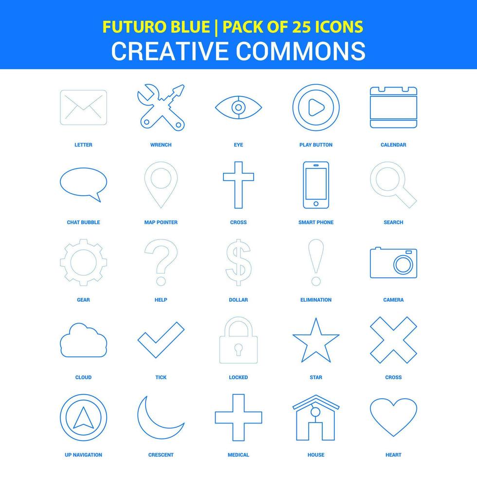 creativo commons icone Futuro blu 25 icona imballare vettore