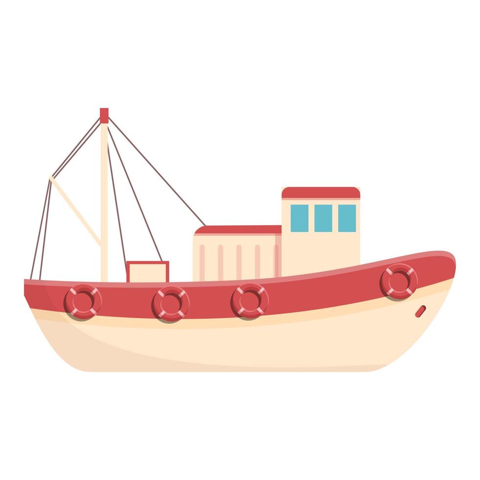 pesca barca icona, cartone animato stile vettore