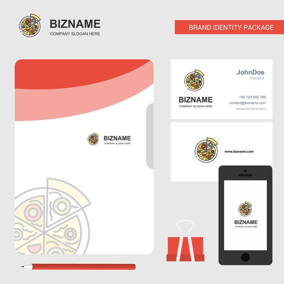 Pizza attività commerciale logo file copertina visitare carta e mobile App design vettore illustrazione