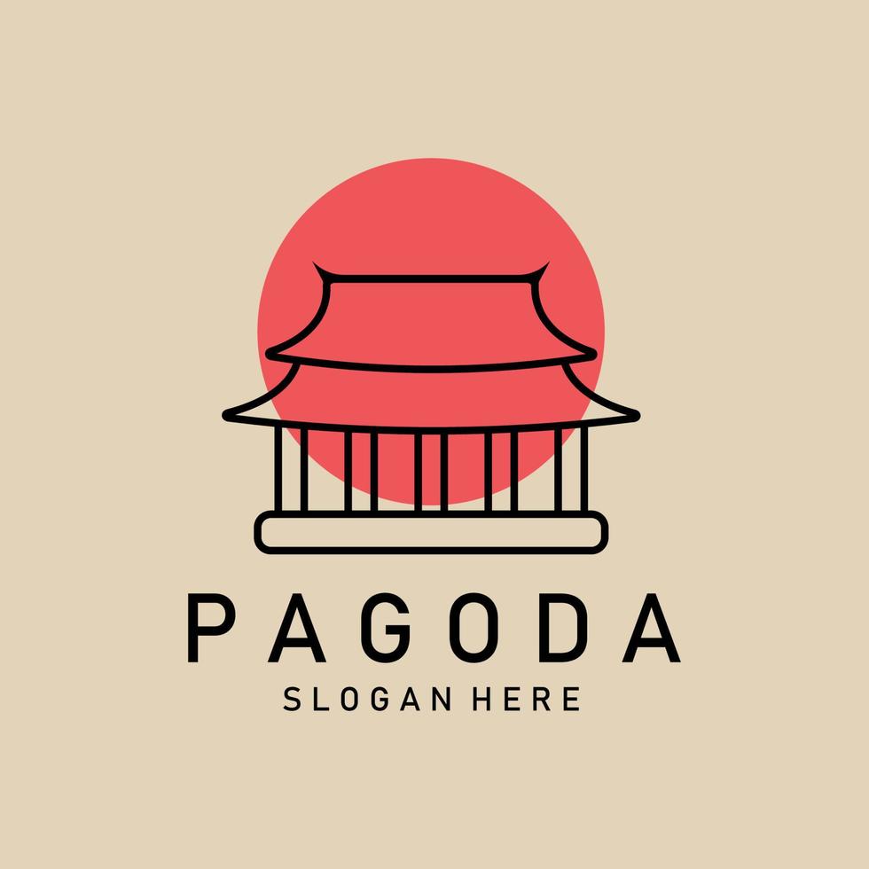 pagoda linea arte logo, icona e simbolo, vettore illustrazione design