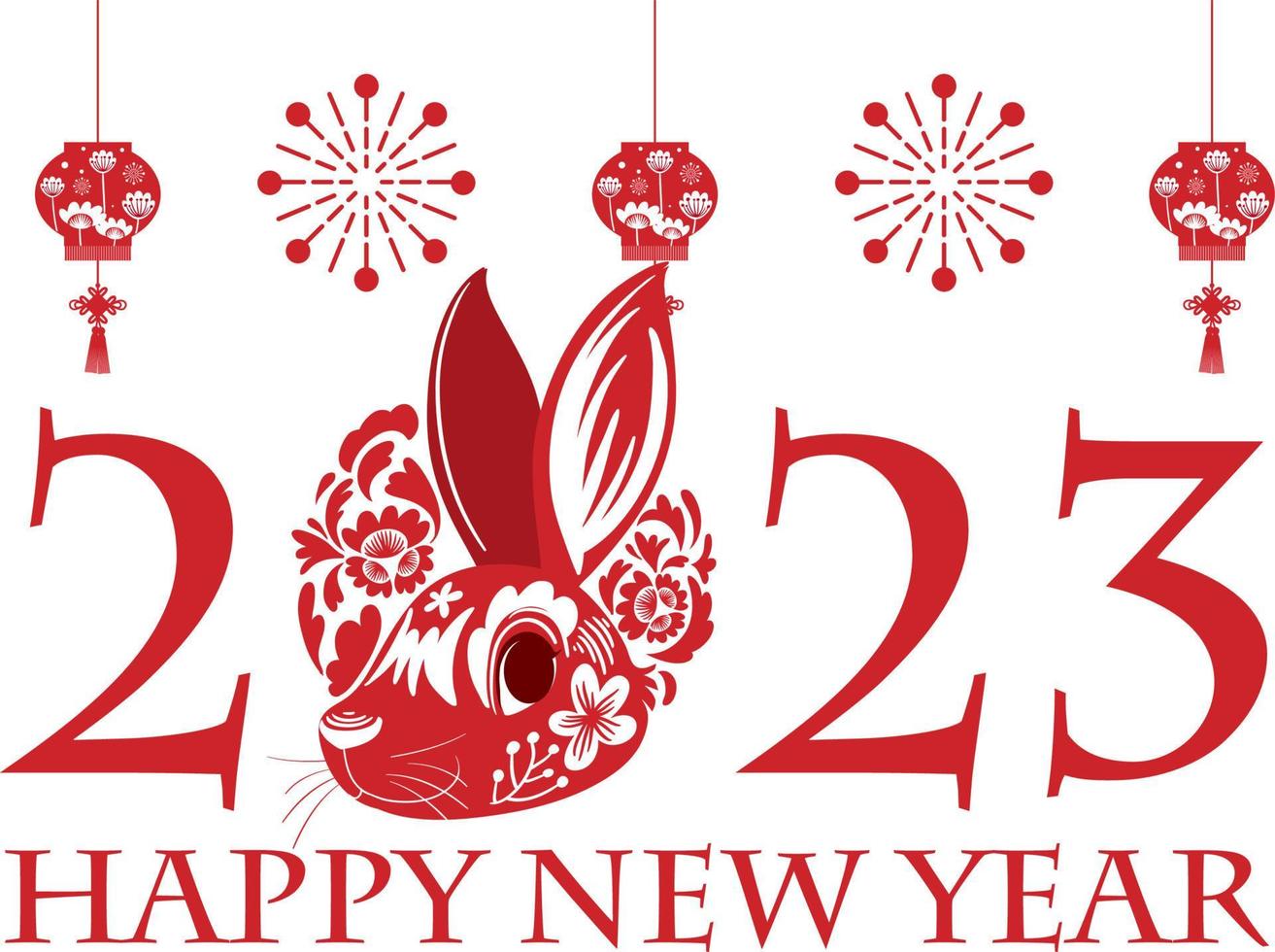 contento nuovo anno 2023 anno di il coniglio vettore
