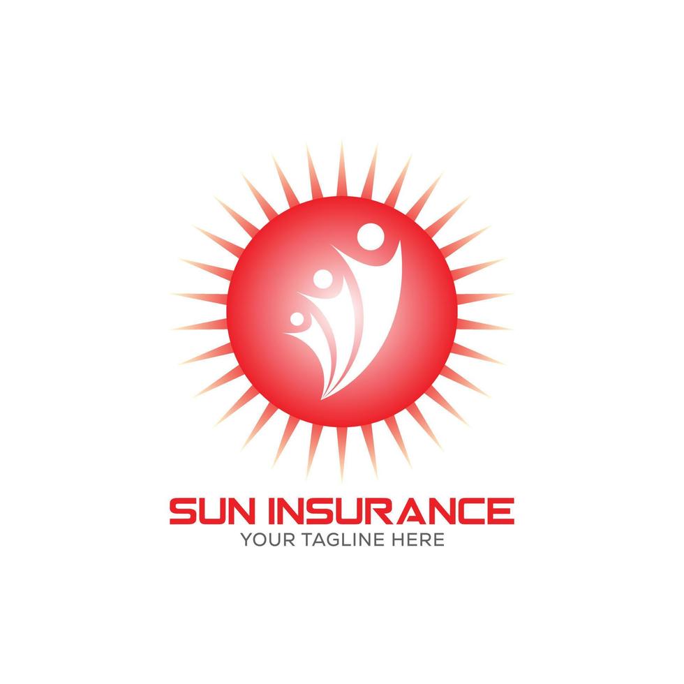 sole assicurazione logo vettore design illustrazione, rosso e grigio colore.