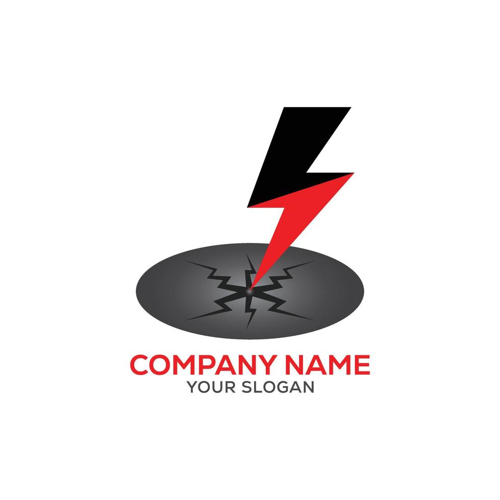 elettrico energia icona vettore design illustrazione, nero e rosso con pendenza.