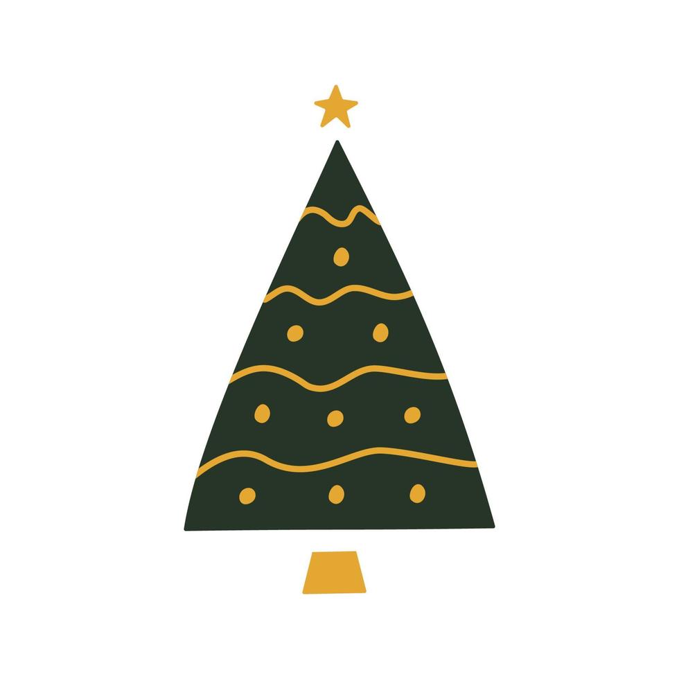 piatto mano disegnato Natale albero illustrazione. vettore