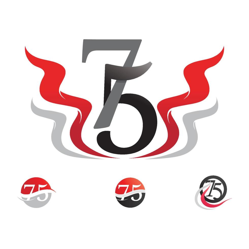 numero 75 icona impostato logo design vettore