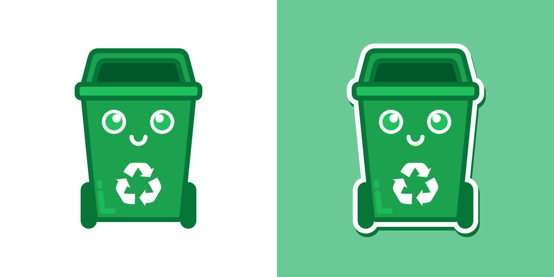 spazzatura può kawaii cartone animato vettore icona concetto. piatto illustrazione stile per mascotte, etichetta, logo e icona.
