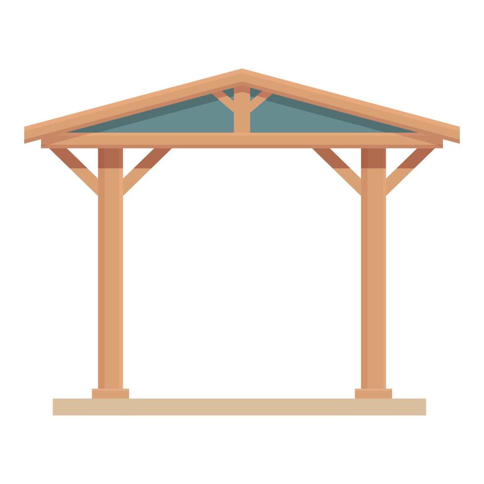 riparo pergola icona cartone animato vettore. di legno terrazza vettore