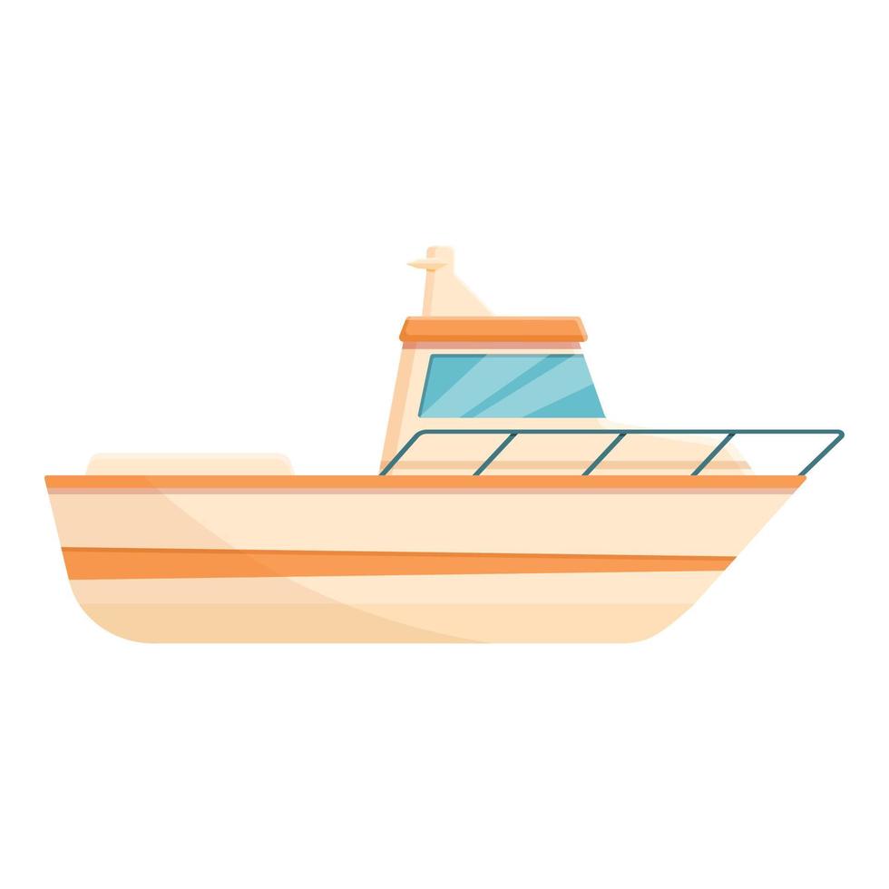 piccolo pesca barca icona, cartone animato stile vettore