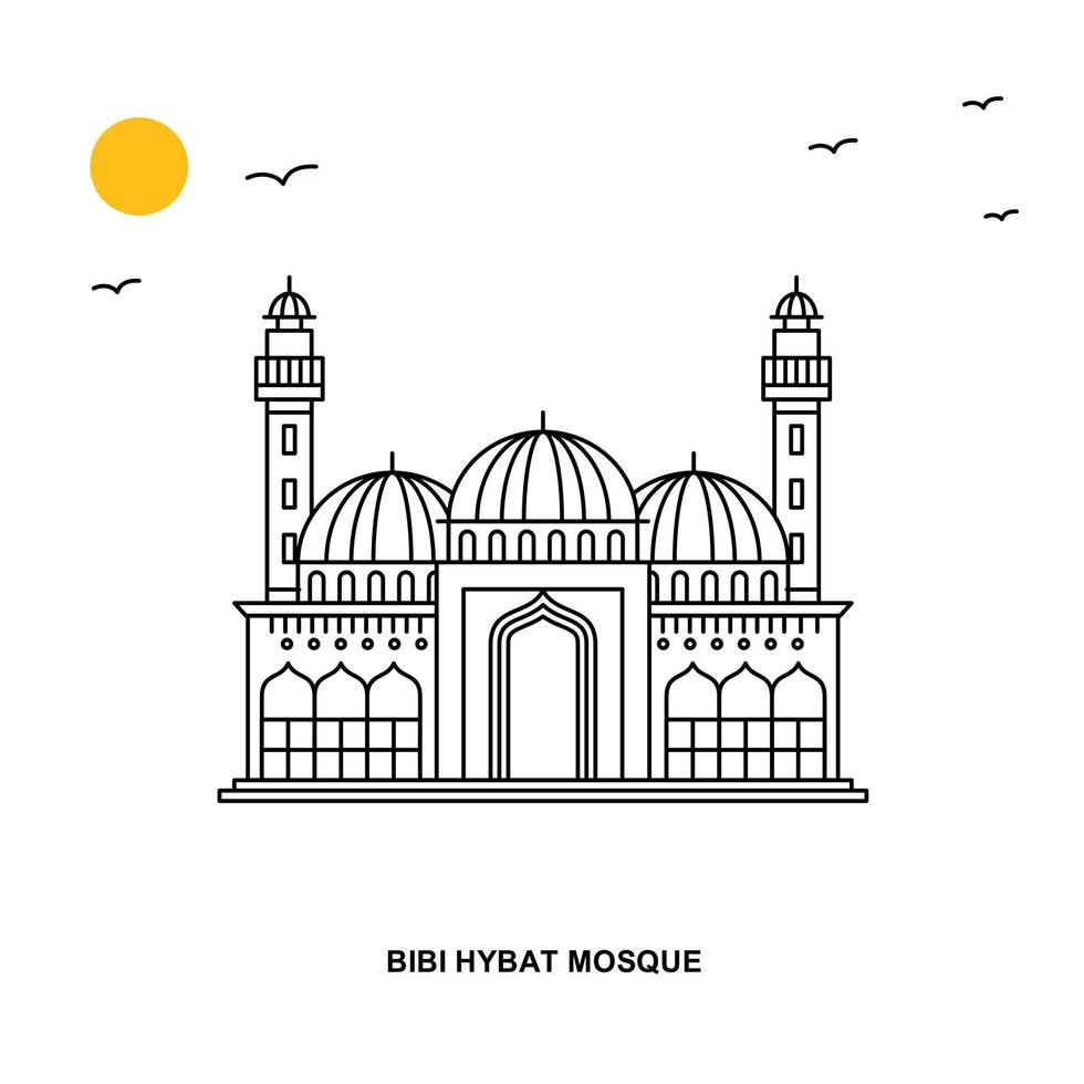 bibi hybat moschea monumento mondo viaggio naturale illustrazione sfondo nel linea stile vettore