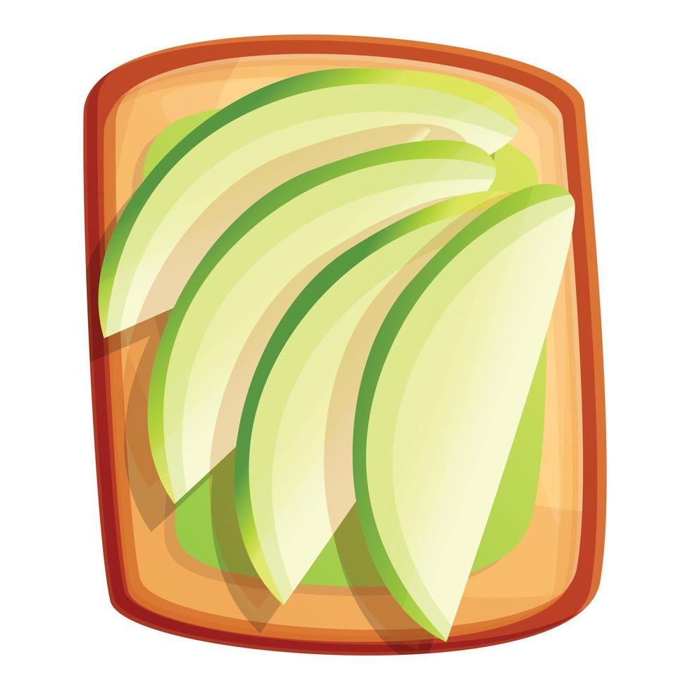 avocado crostini icona, cartone animato stile vettore