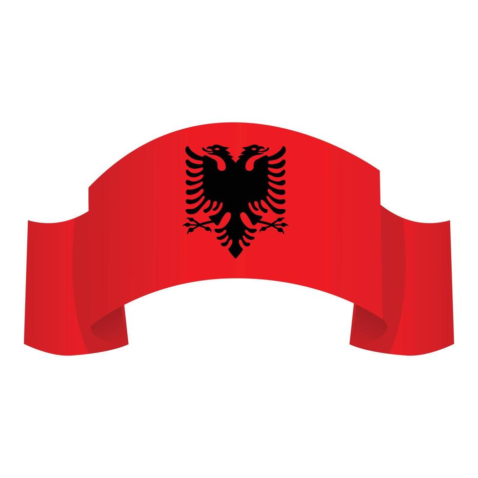 Albania nastro emblema icona cartone animato vettore. carta geografica aquila vettore