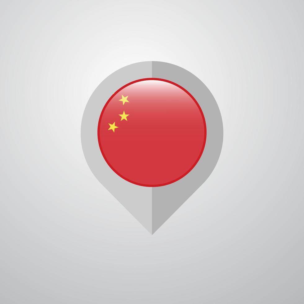 carta geografica navigazione pointer con Cina bandiera design vettore