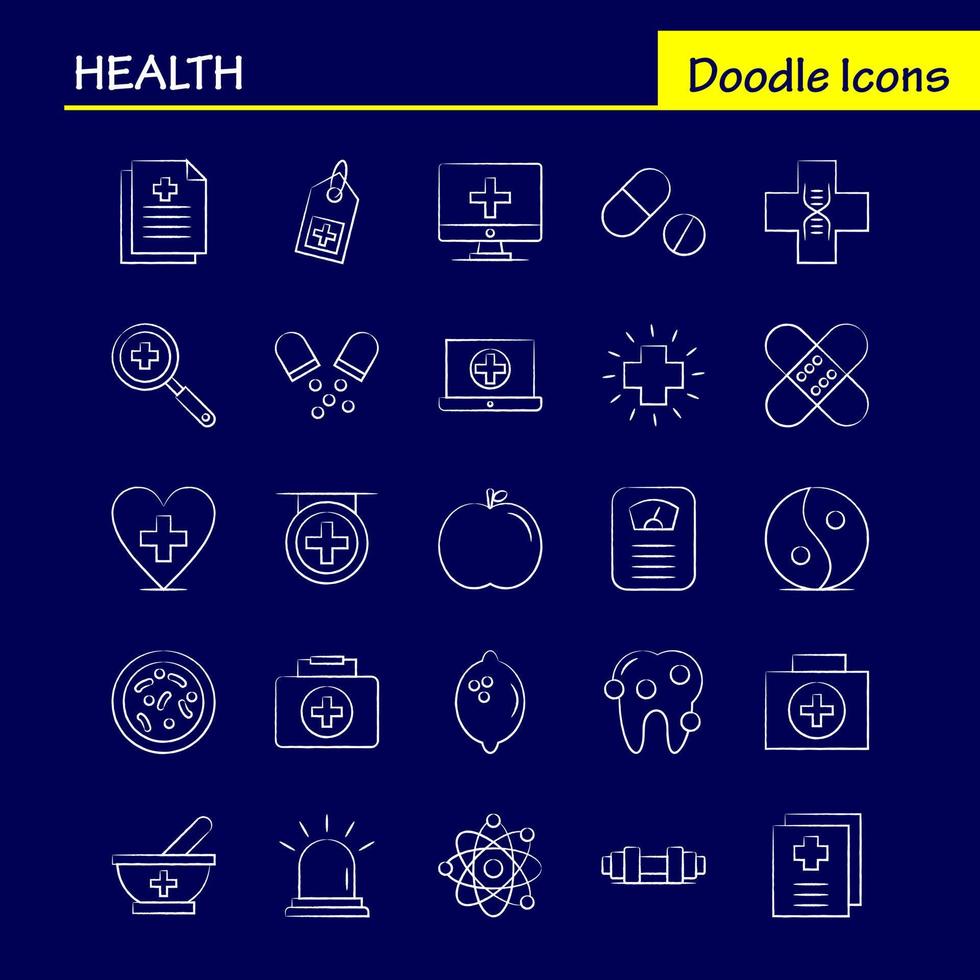 Salute mano disegnato icona per ragnatela Stampa e mobile uxui kit come come ambulanza medico assistenza sanitaria ospedale medico pillole tavoletta medicina pittogramma imballare vettore