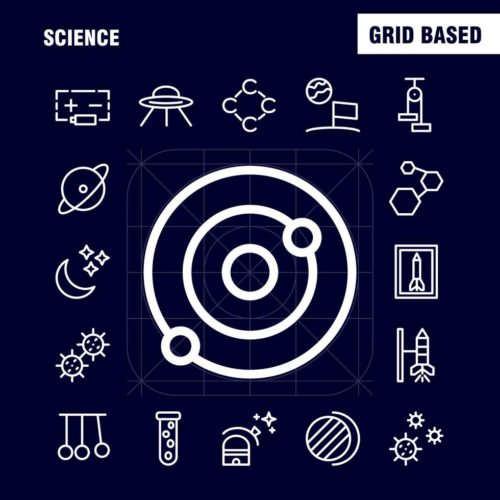 scienza linea icona imballare per progettisti e sviluppatori icone di lanciare razzo spazio avviare astronomia solare sistema scienza vettore