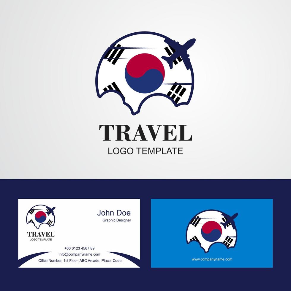viaggio Corea Sud bandiera logo e visitare carta design vettore