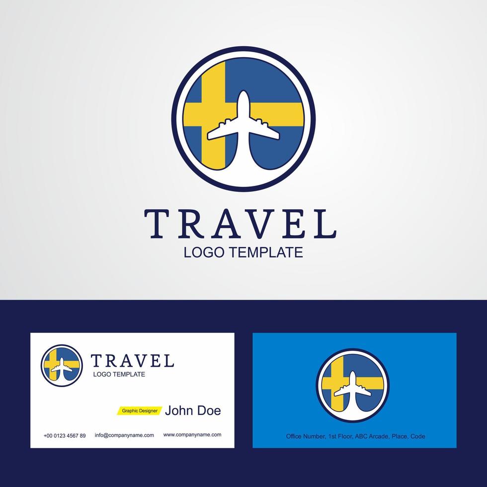 viaggio Svezia creativo cerchio bandiera logo e attività commerciale carta design vettore