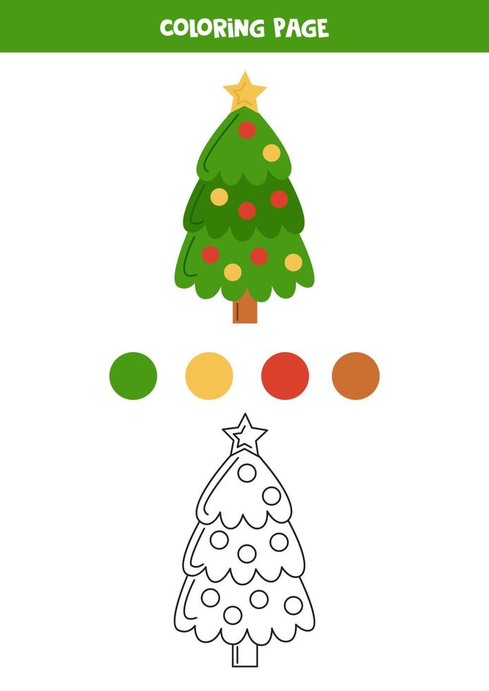 colore carino Natale albero. foglio di lavoro per bambini. vettore