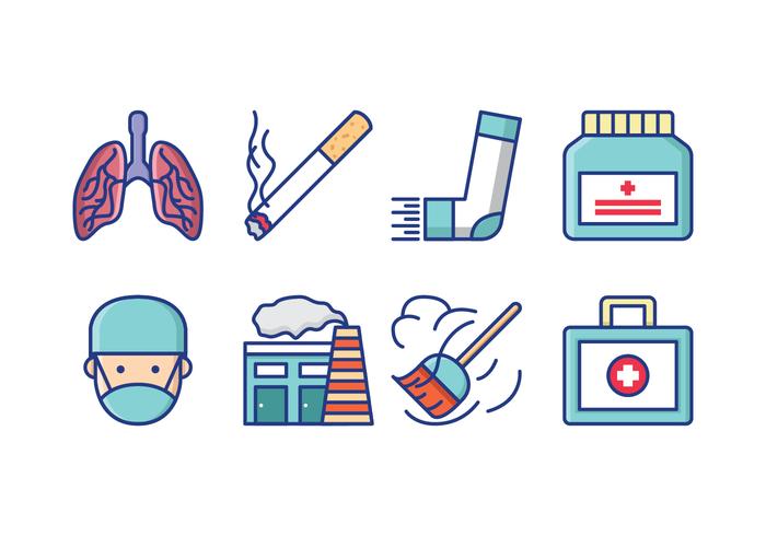 Asthma Symptoms Icon Pack vettore