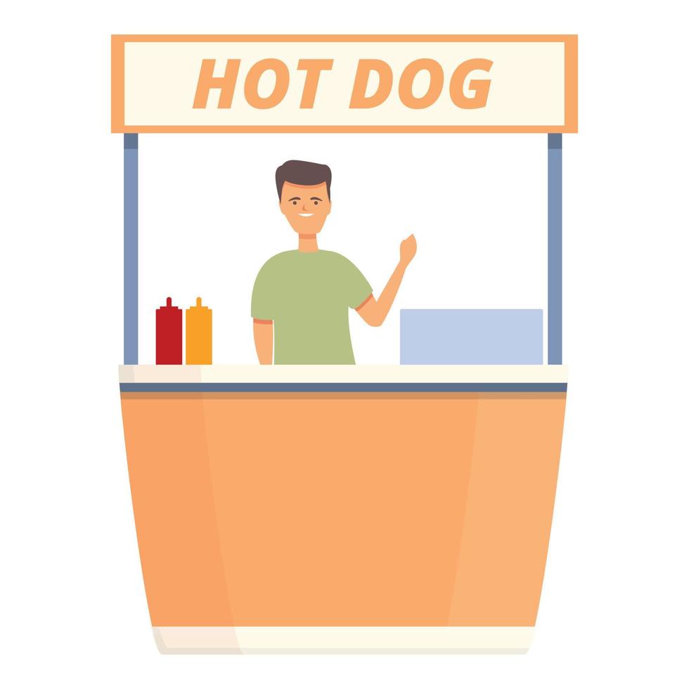 caldo cane venditore icona cartone animato vettore. cibo In piedi vettore