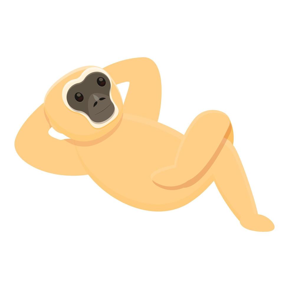 gibbone riposo icona, cartone animato stile vettore