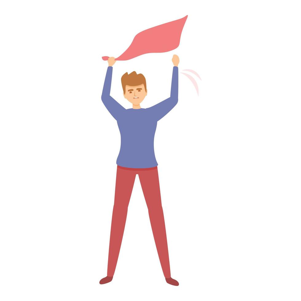 rosso bandiera evacuazione icona, cartone animato stile vettore