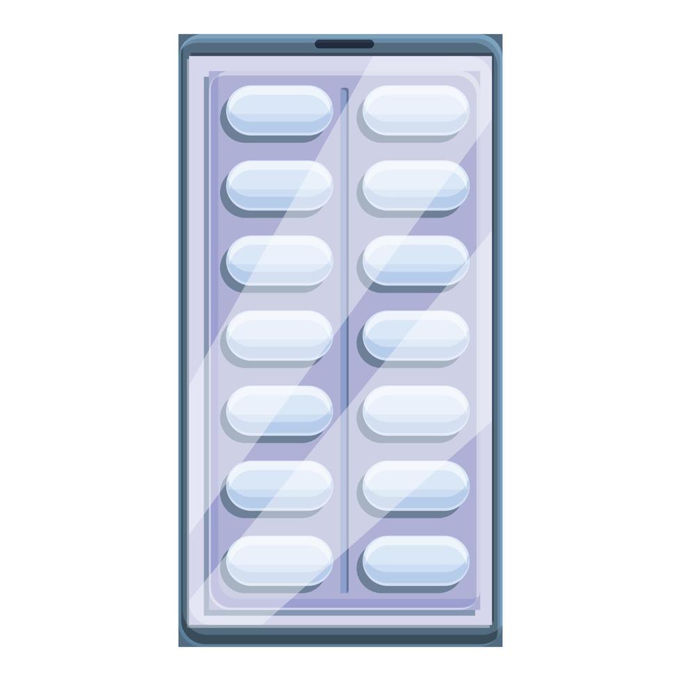 telemedicina pillole icona, cartone animato stile vettore