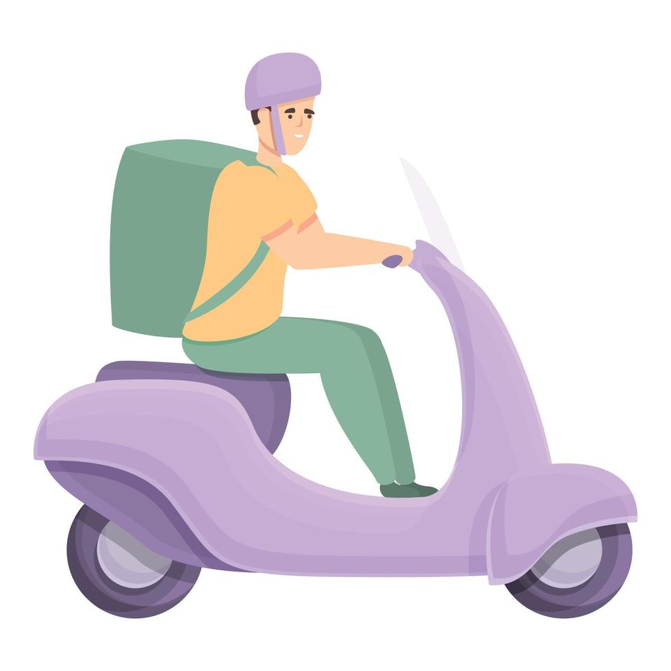Corriere berretto icona cartone animato vettore. scooter consegna vettore