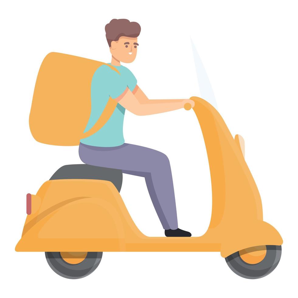 Corriere motociclista icona cartone animato vettore. consegna uomo vettore