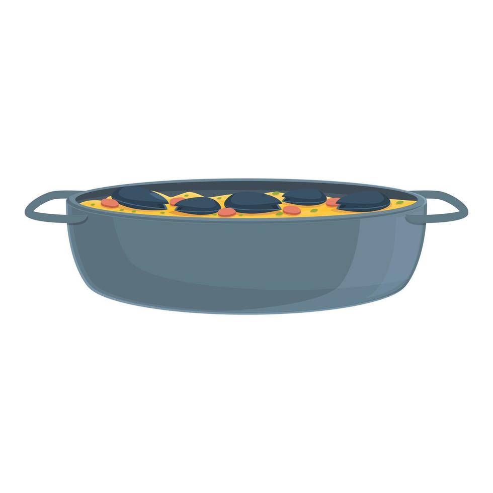 paella menù icona cartone animato vettore. spagnolo cibo vettore