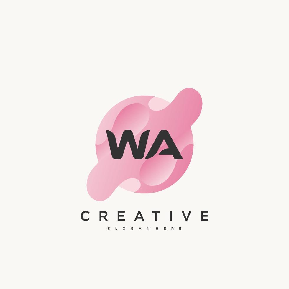 wa iniziale lettera colorato logo icona design modello elementi vettore