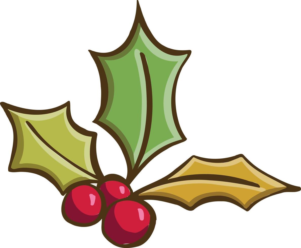simbolo nuovo anno Natale bacca agrifoglio agrifoglio colore cartone animato vettore