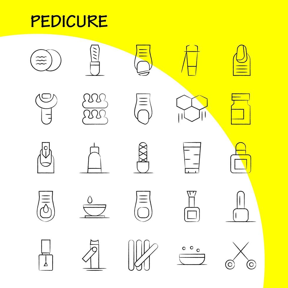 pedicure mano disegnato icona imballare per progettisti e sviluppatori icone di lozione lozione vasca sapone cosmetico bellezza crema cosmetico vettore