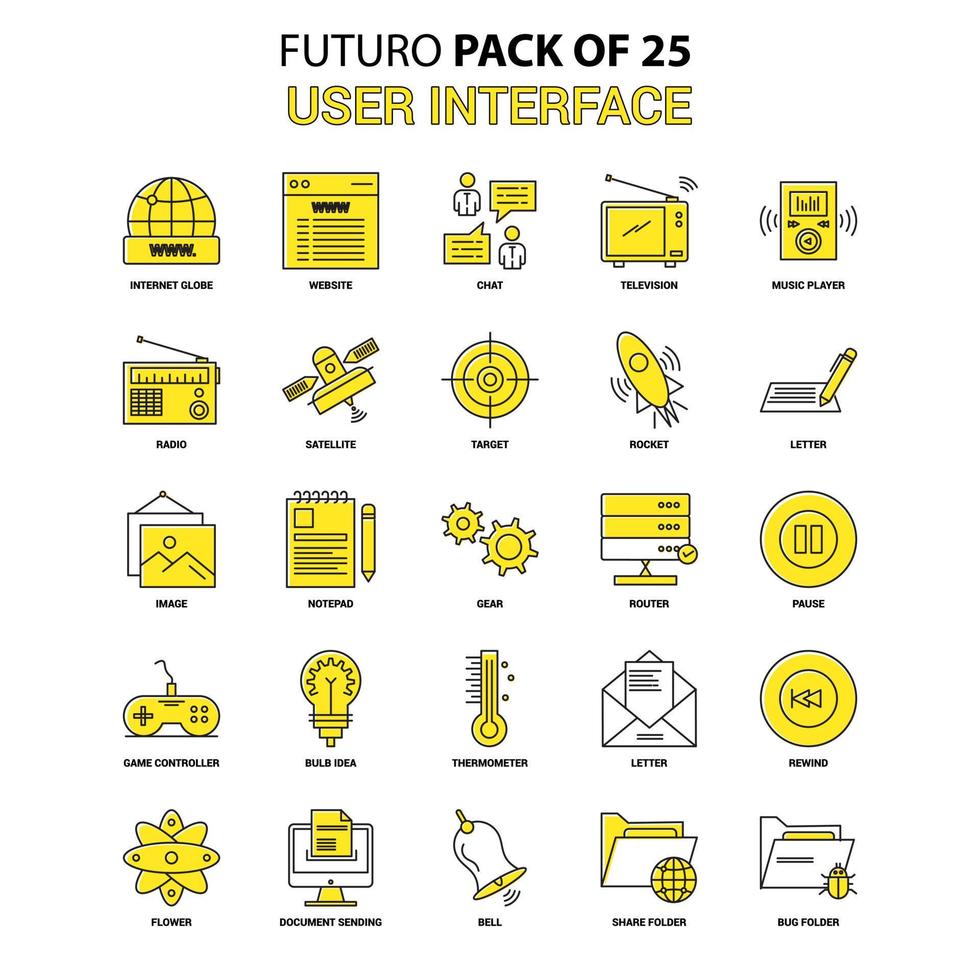 utente interfaccia icona impostato giallo Futuro ultimo design icona imballare vettore