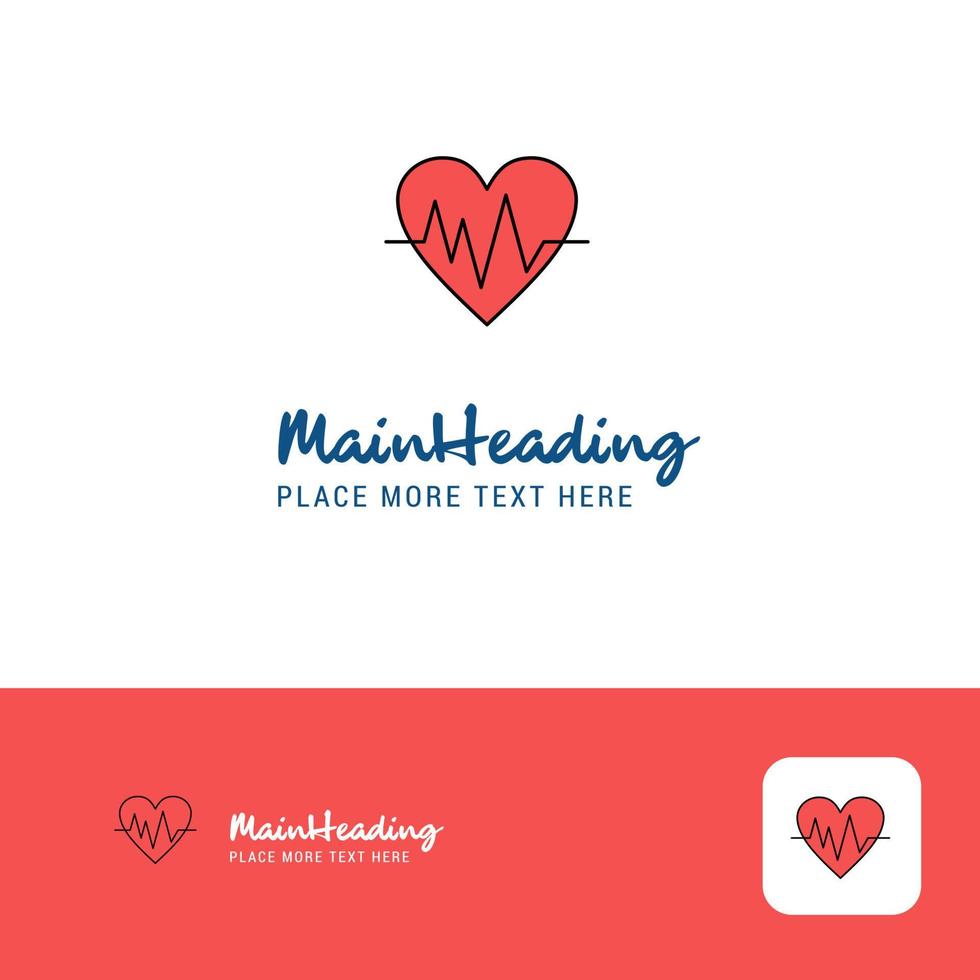 creativo cuore ecg logo design piatto colore logo posto per tagline vettore illustrazione