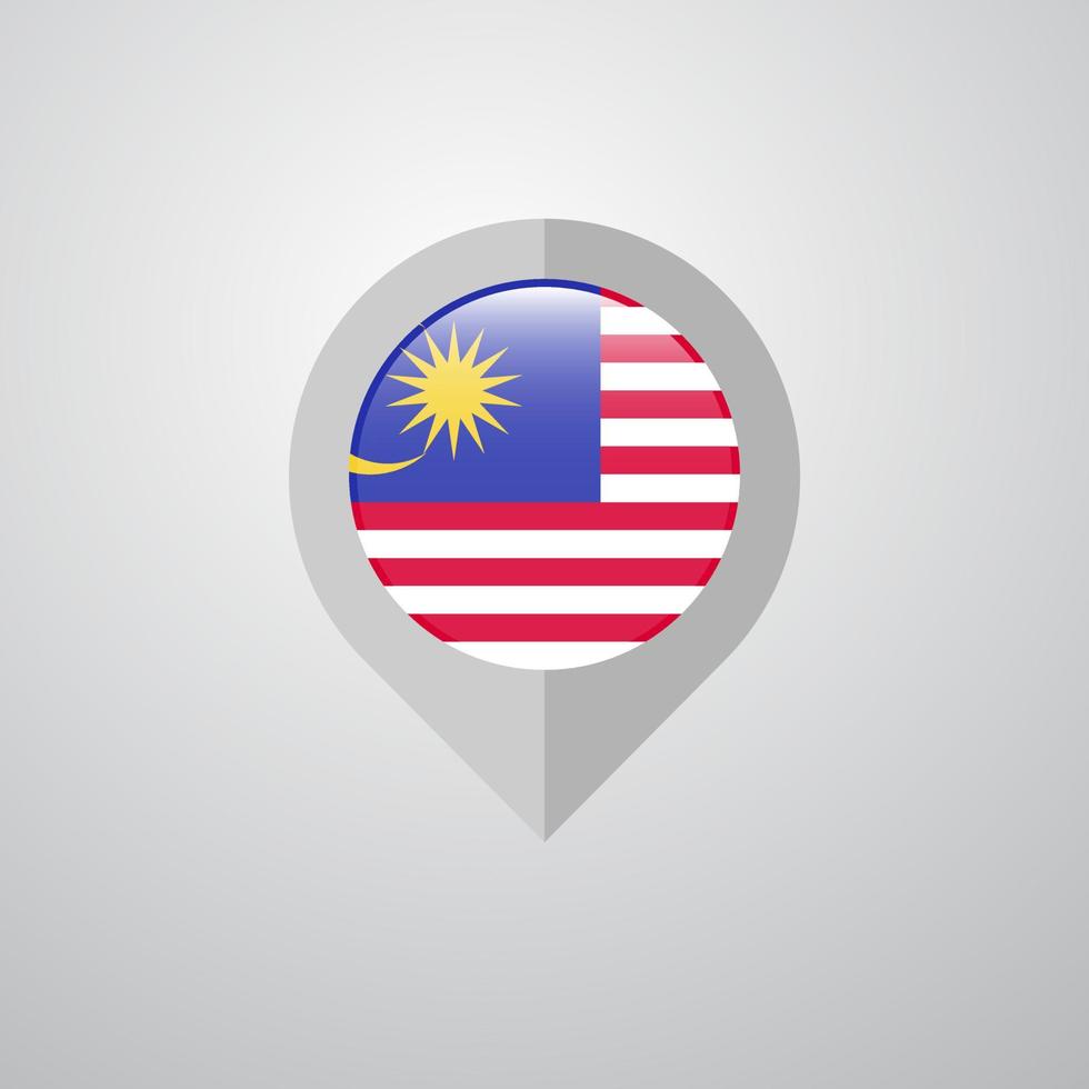 carta geografica navigazione pointer con Malaysia bandiera design vettore