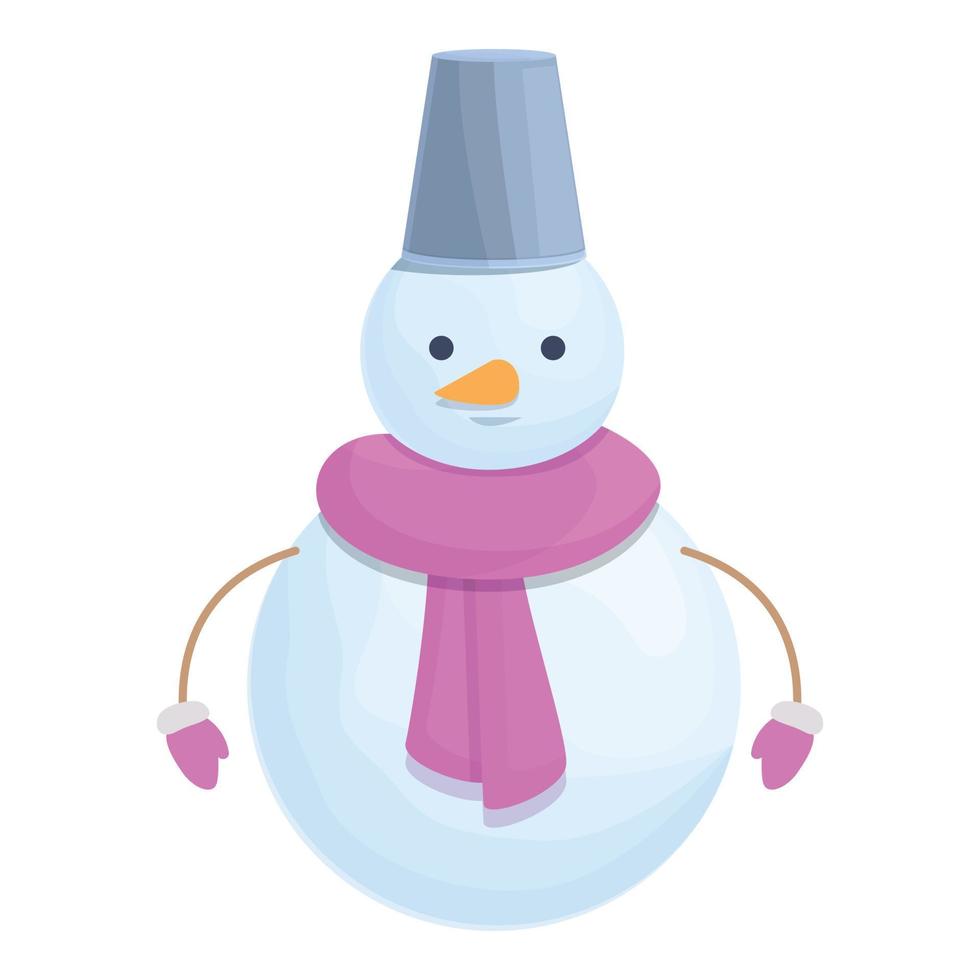 pupazzo di neve testa secchio icona cartone animato vettore. neve uomo vettore