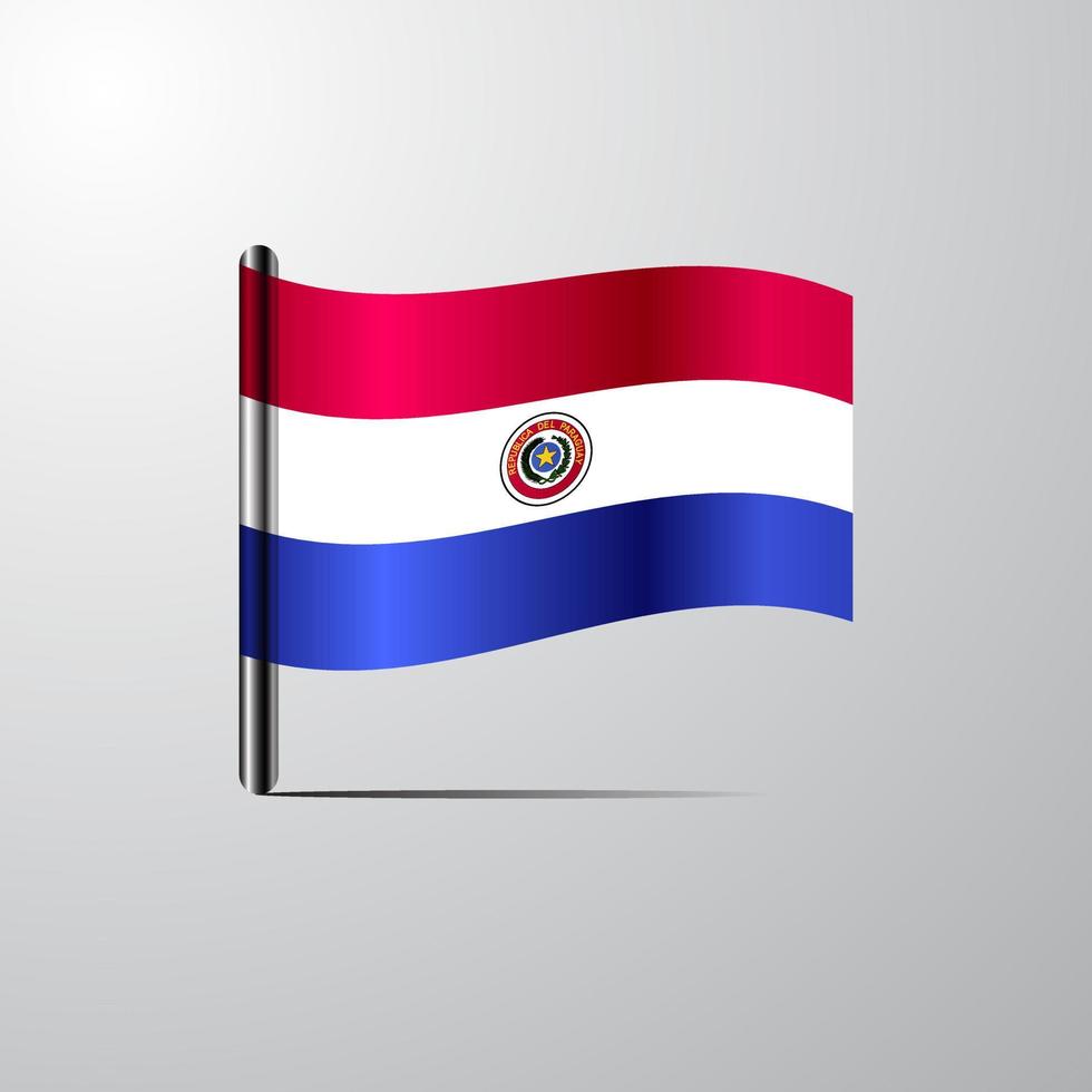 paraguay agitando brillante bandiera design vettore