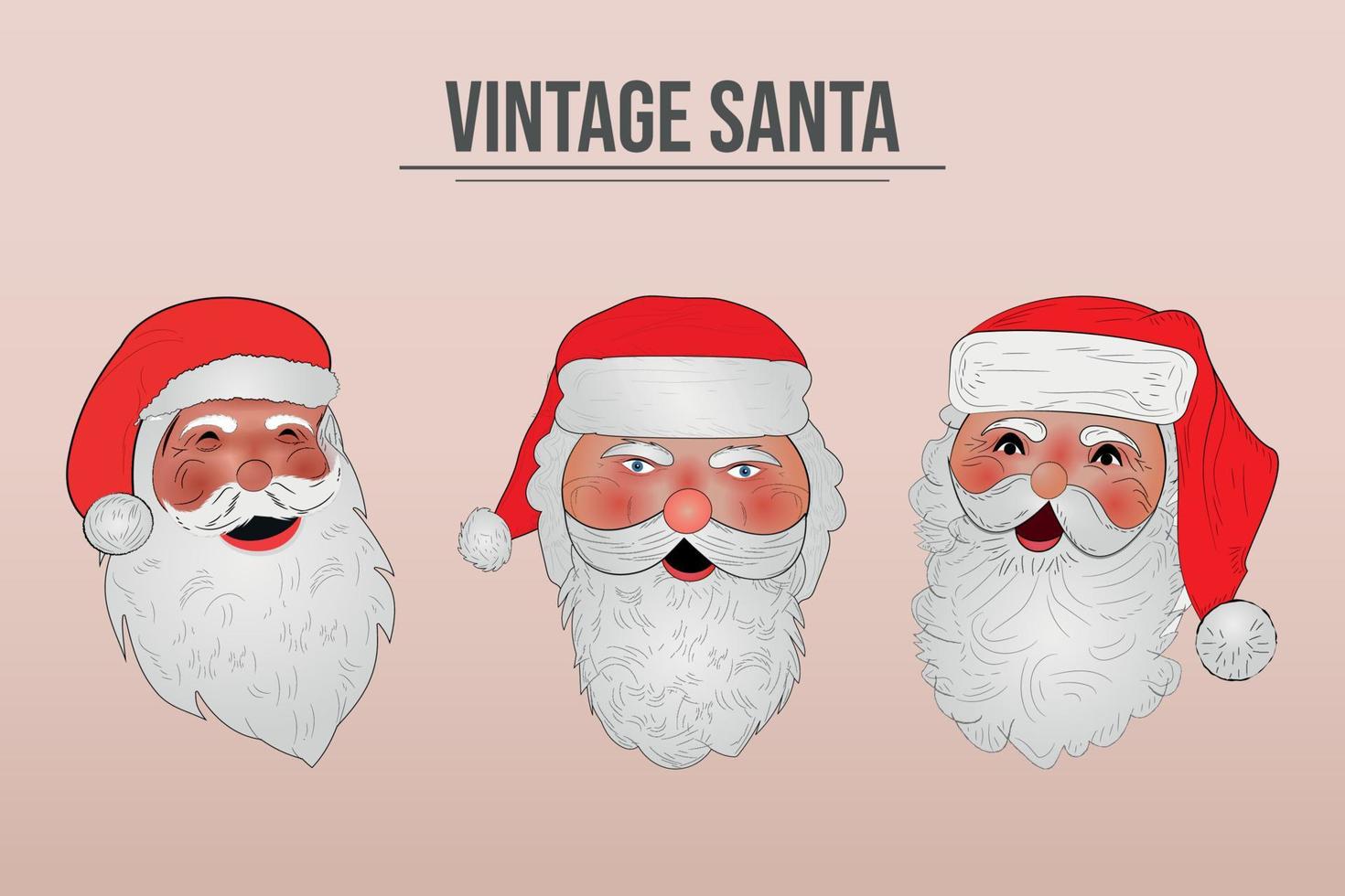 allegro Natale mano disegnato Vintage ▾ Santa collezione vettore