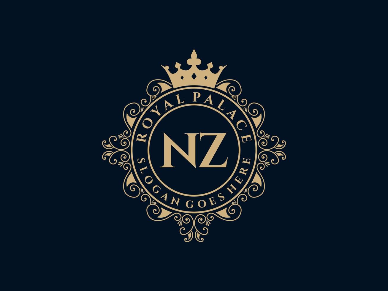 lettera nz antico reale lusso vittoriano logo con ornamentale telaio. vettore
